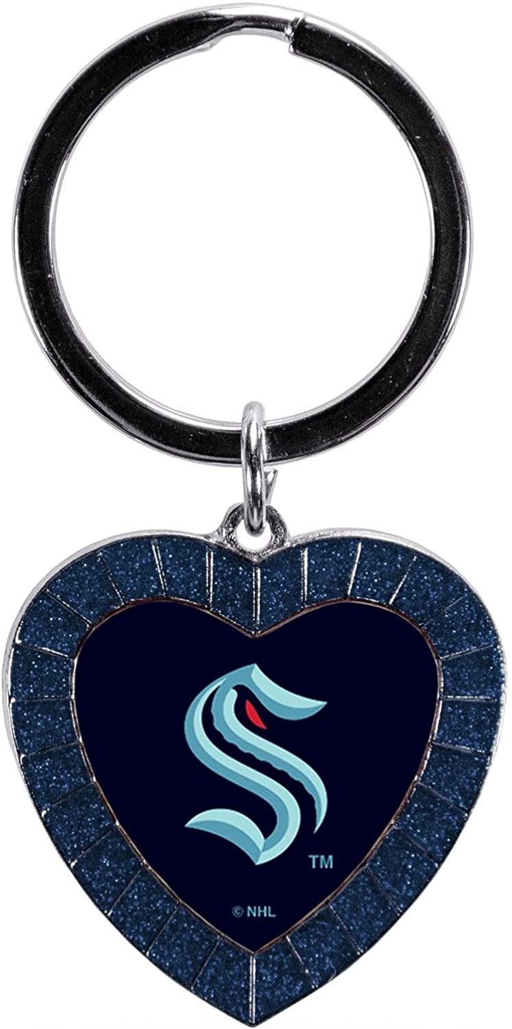 Seattle Kraken Metal Keychain Color Rhinestone Heart Decal Emblem Hockey