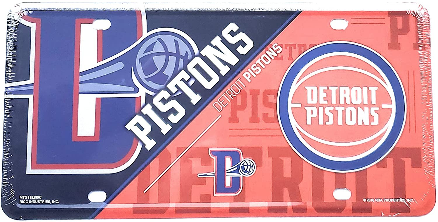 Detroit Pistons Metal Tag License Plate Novelty 6x12 Inch Split Design