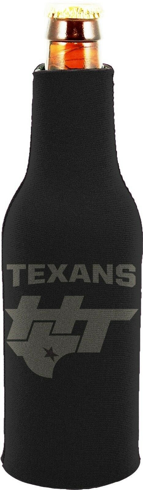 Houston Texans 2-PACK Zipper BOTTLE Tonal Black Koozie Neoprene Holder Football