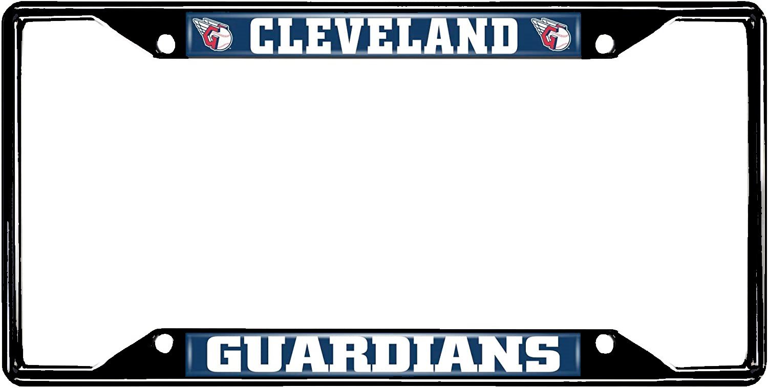 Cleveland Guardians Black Metal License Plate Frame Tag Cover Chrome 6x12 Inch