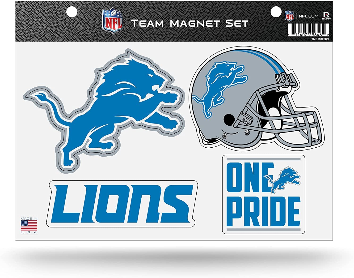 Detroit Lions Team Multi Magnet Set, 8.5x11 Inch Sheet, Die Cut, Auto Home