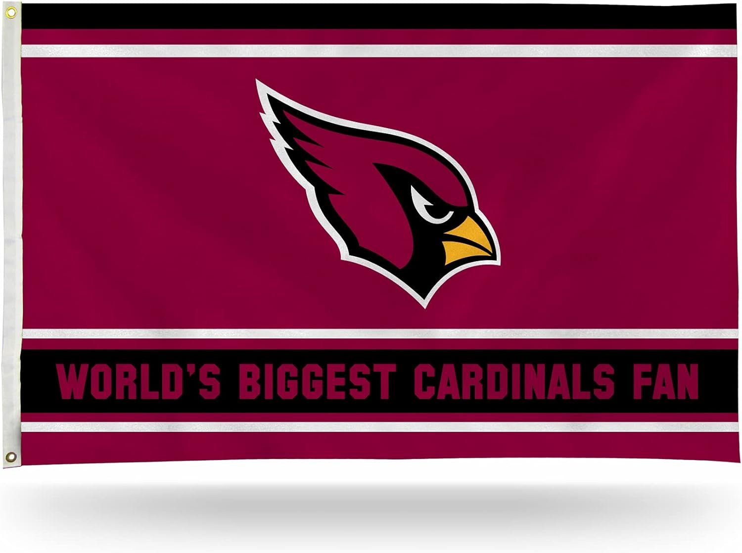 Arizona Cardinals 3x5 Feet Flag Banner, World's Biggest Fan, Metal Grommets, Single Sided, Indoor or Outdoor Use