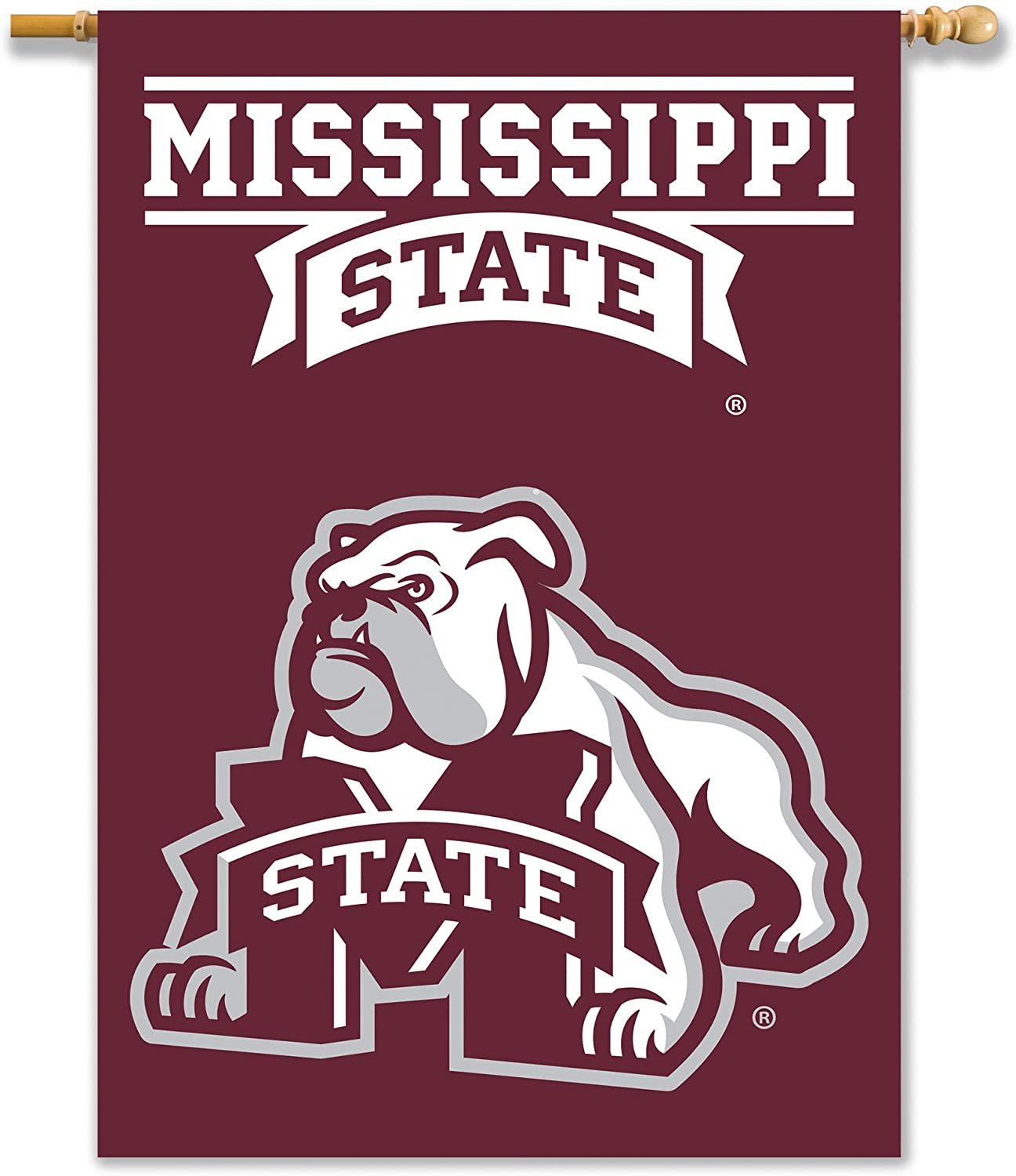 NCAA Mississippi State Bulldogs 2-Sided 28" x 40" Banner Pole sleeve, Maroon,