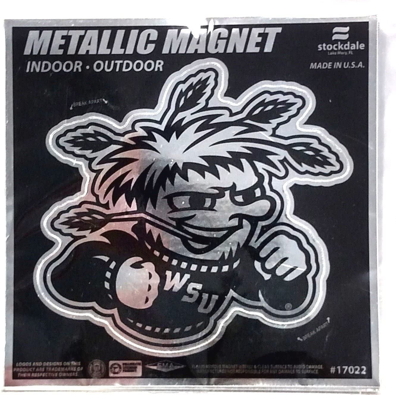 Wichita State University Shockers 6 Inch Magnet, Metallic Chrome Shimmer Design, Vinyl Die Cut, Auto Home Heavy Duty