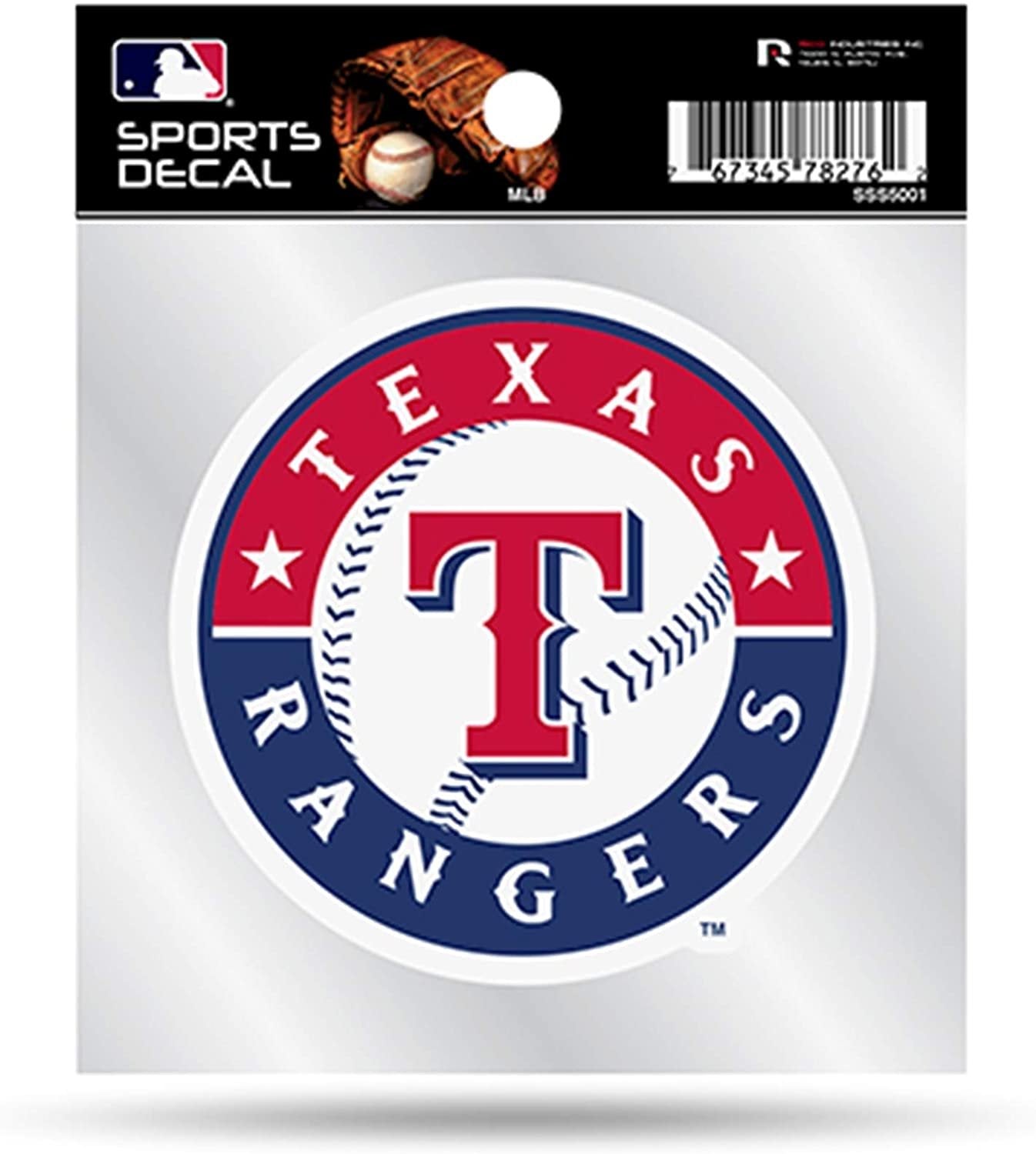 Texas Rangers 4x4 Inch Die Cut Decal Sticker, Primary Logo, Clear Backing