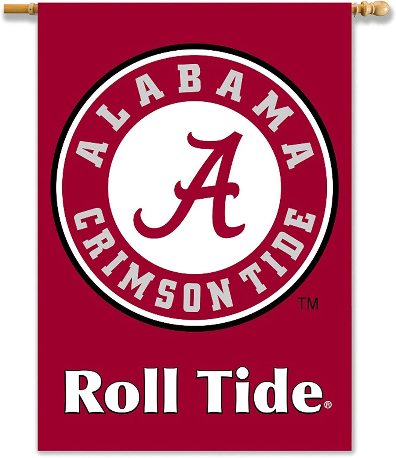 University of Alabama Crimson Tide Premium 2-Sided 28x40 Inch Banner Flag with Pole Sleeve Circle Logo