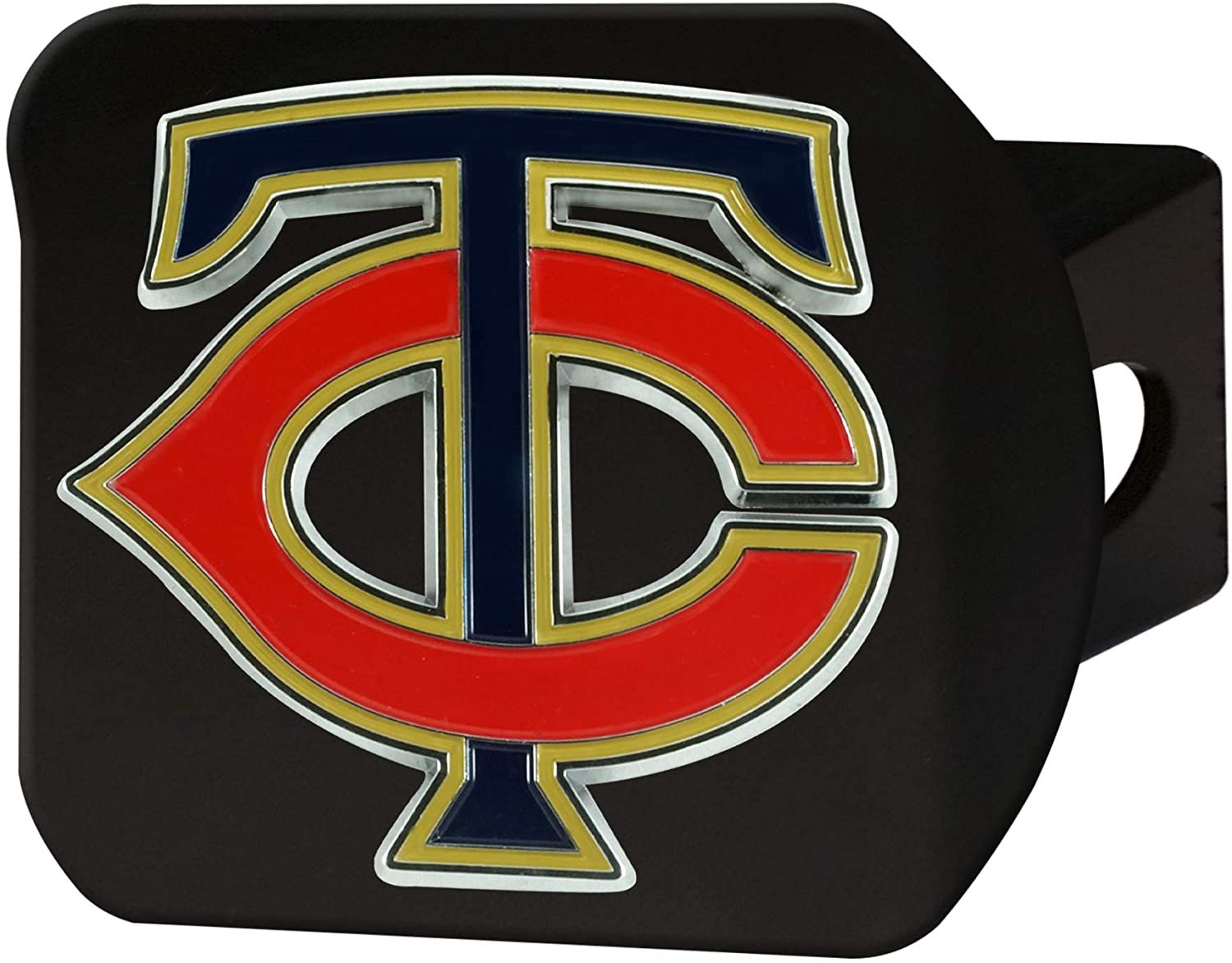 Minnesota Twins Hitch Cover Black Solid Metal with Raised Color Metal Emblem 2" Square Type III