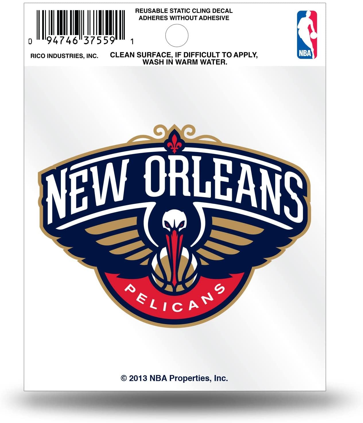 New Orleans Pelicans 3 Inch Static Cling Decal