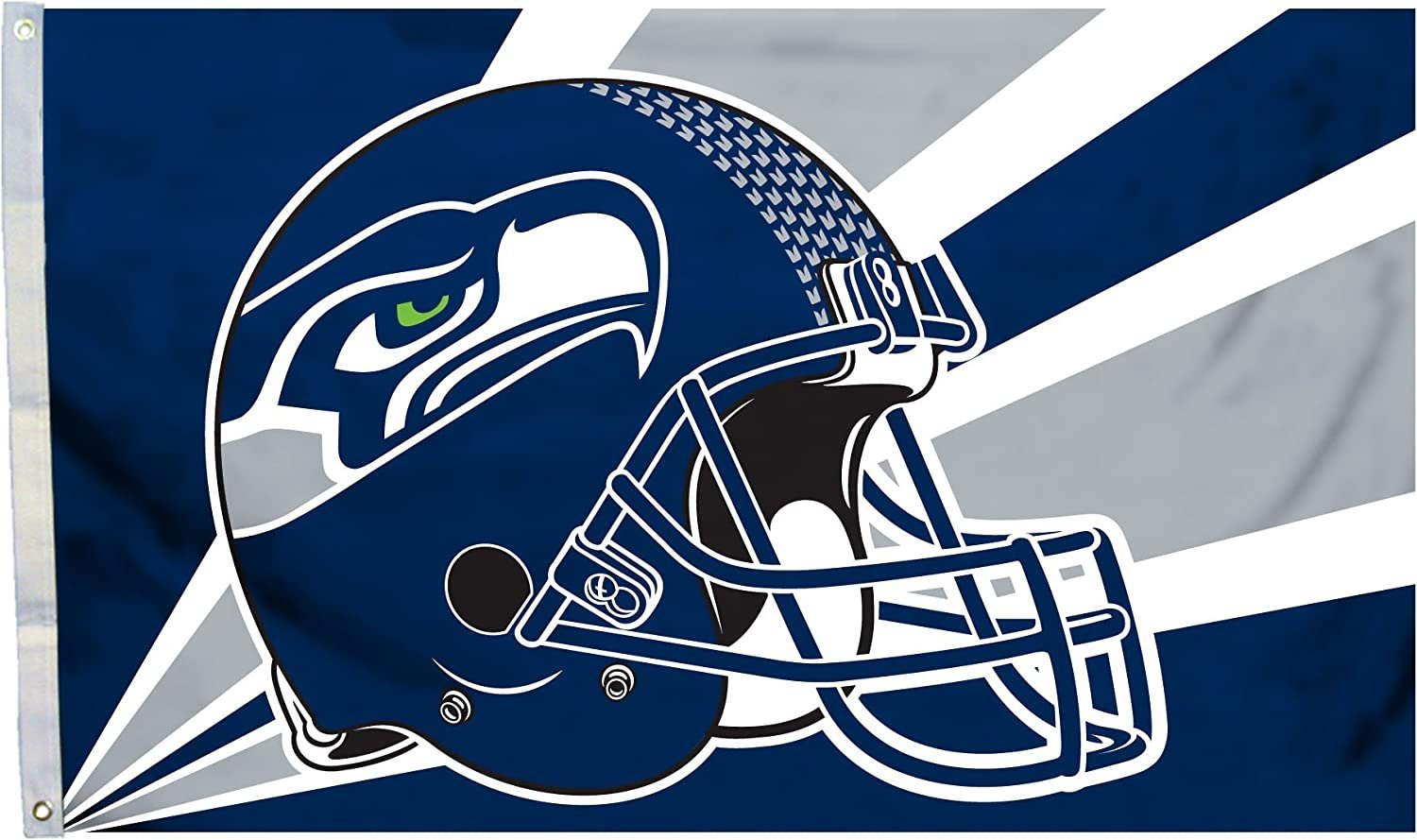 Seattle Seahawks 3x5 Foot Flag Banner, Metal Grommets. Outdoor, Single Sided, Helmet Design