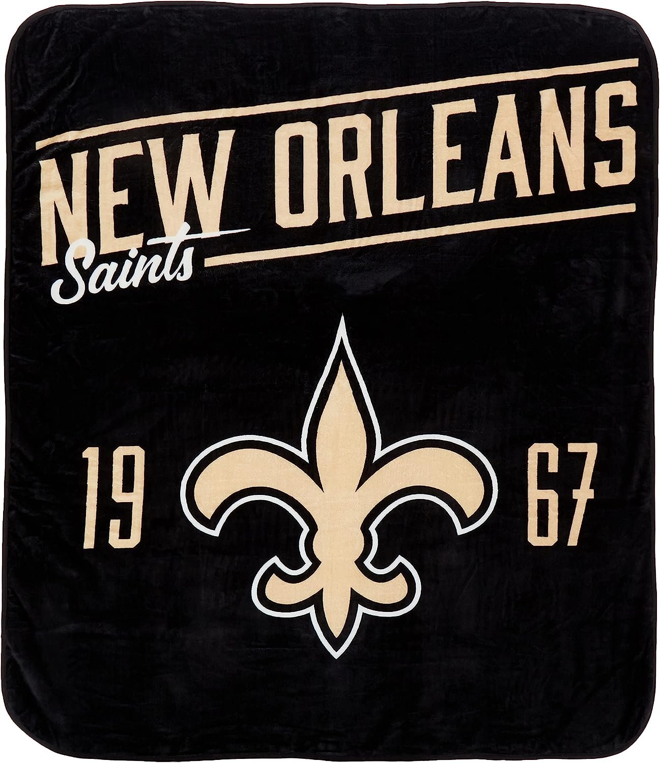 New Orleans Saints Throw Blanket, Sherpa Silk Touch Design, Motion Style, 60x70 Inch, Unisex Adult