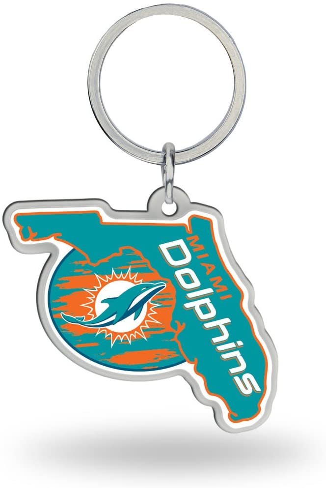 Miami Dolphins Metal Keychain State Shaped