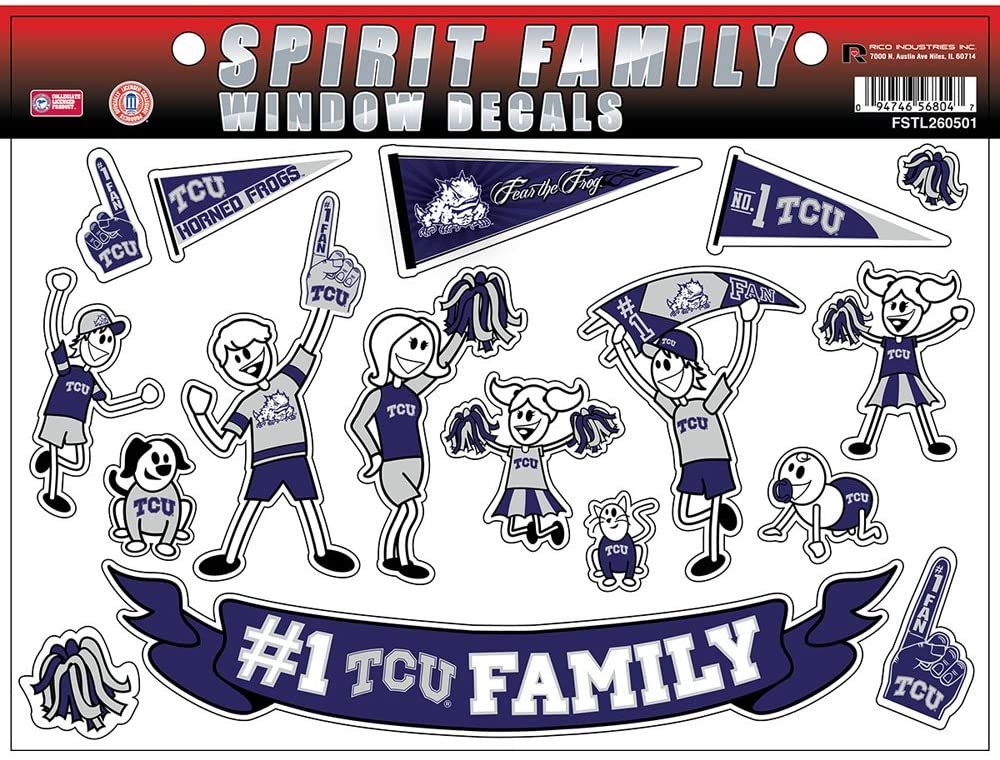 Football Fanatics NCAA TCU Horned Frogs Family Decals Sheet