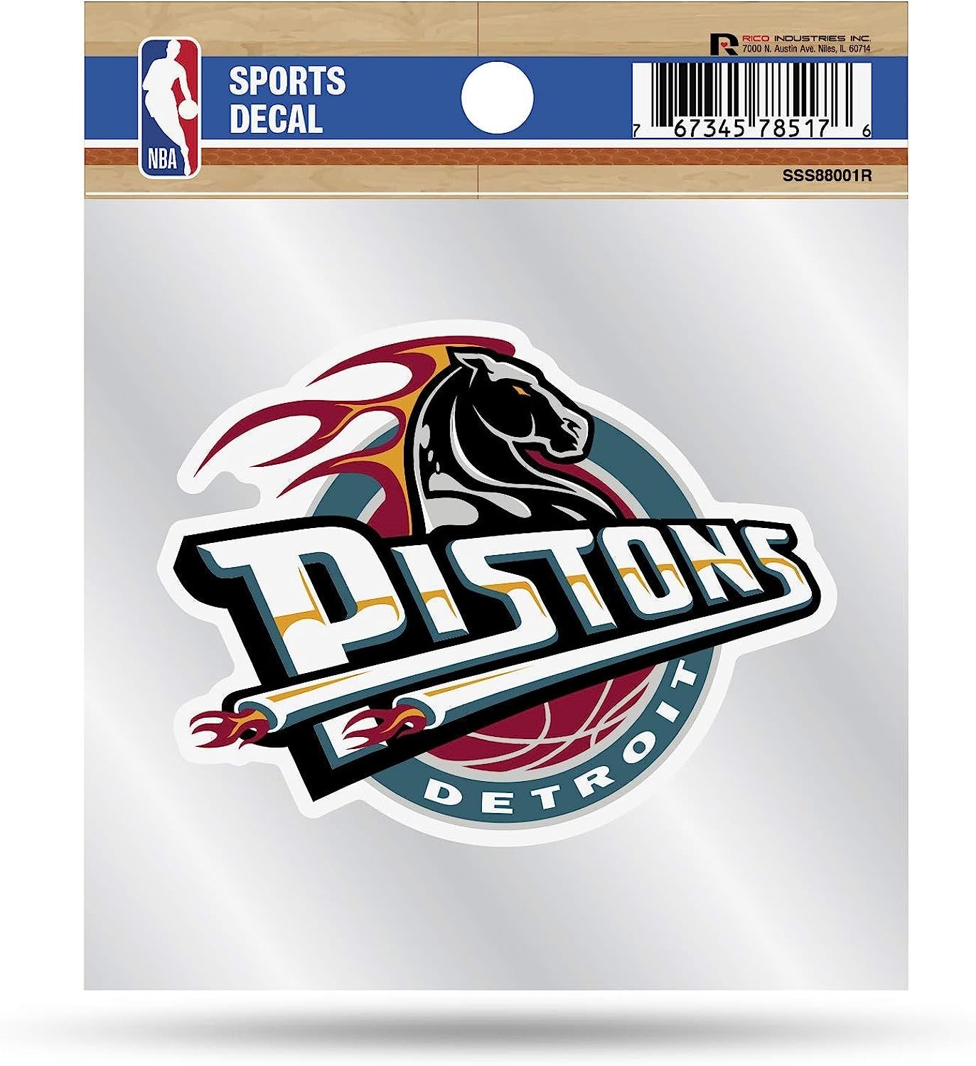 Detroit Pistons 4x4 Inch Die Cut Decal Sticker, Retro Logo, Clear Backing