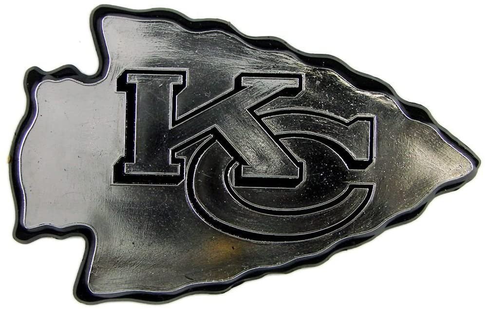 Kansas City Chiefs Silver Chrome Color Auto Emblem Molded Raised Adhesive Tape Backing