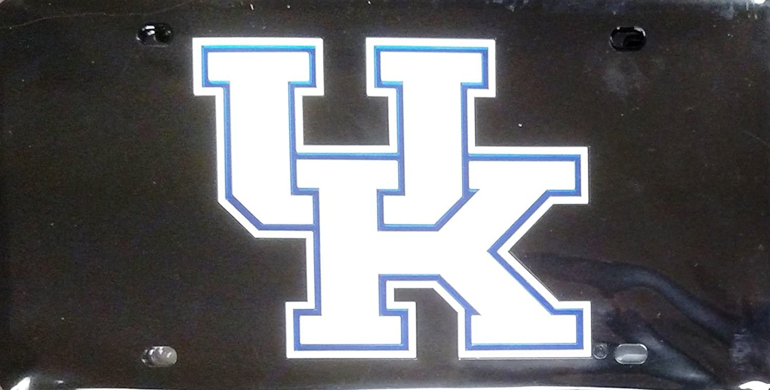 University of Kentucky Wildcats Premium Laser Cut Tag License Plate, Black Mirrored Acrylic Inlaid, 6x12 Inch