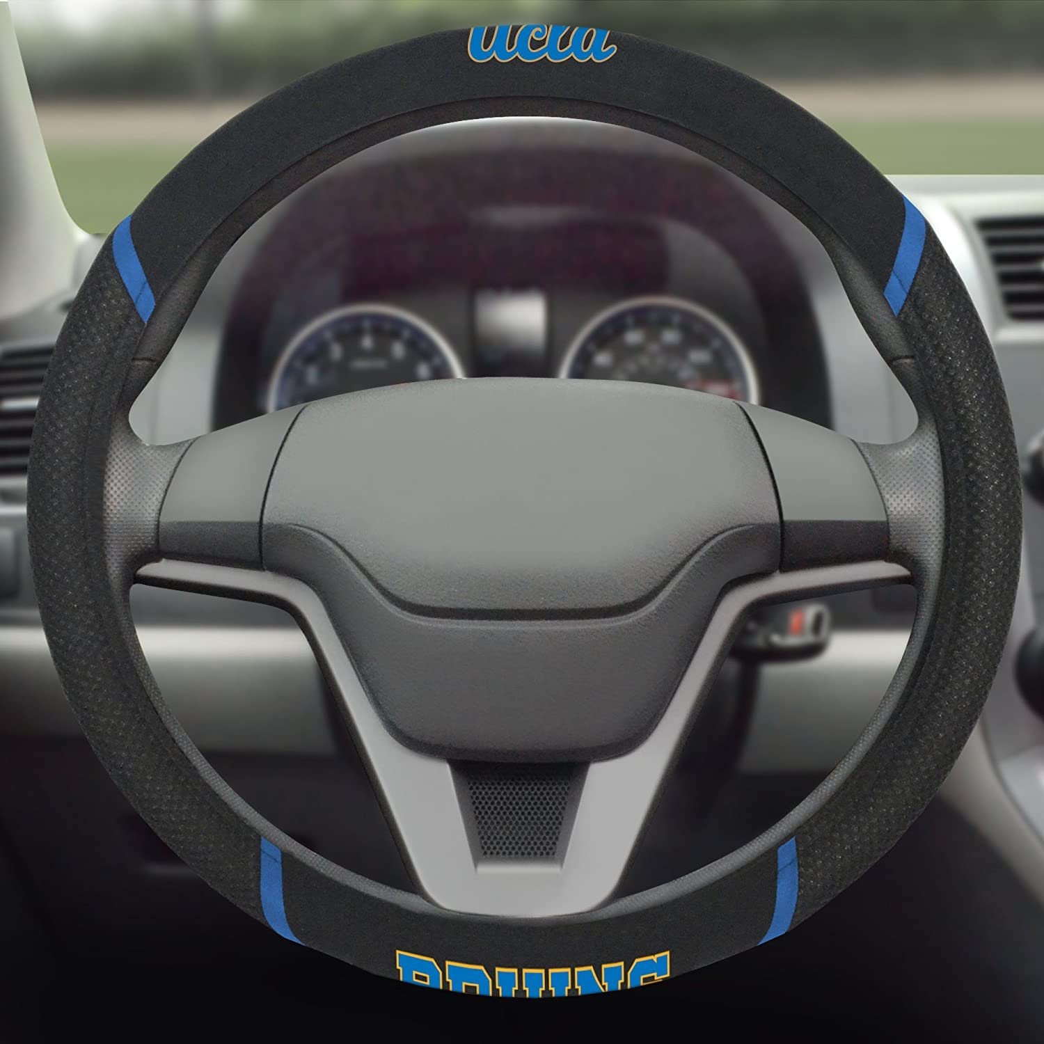 UCLA Bruins Premium 15 Inch Black Emroidered Steering Wheel Cover