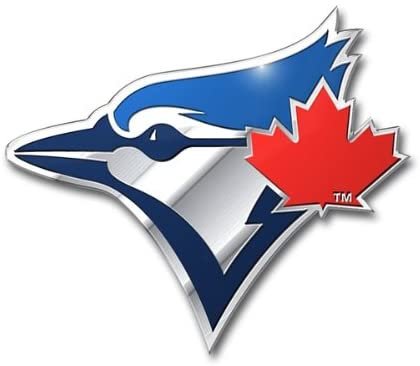 Toronto Blue Jays Auto Emblem, Aluminum Metal, Embossed Team Color, Raised Decal Sticker, Full Adhesive Backing