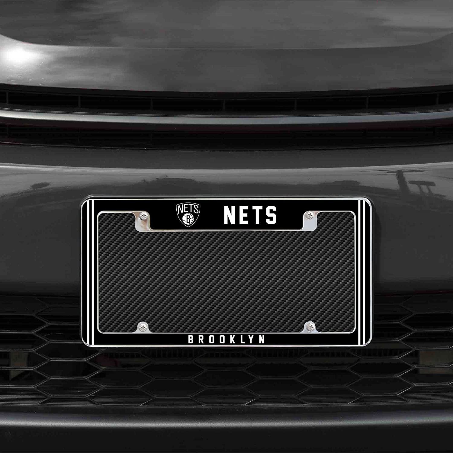 Brooklyn Nets Metal License Plate Frame Chrome Tag Cover Alternate Design 6x12 Inch