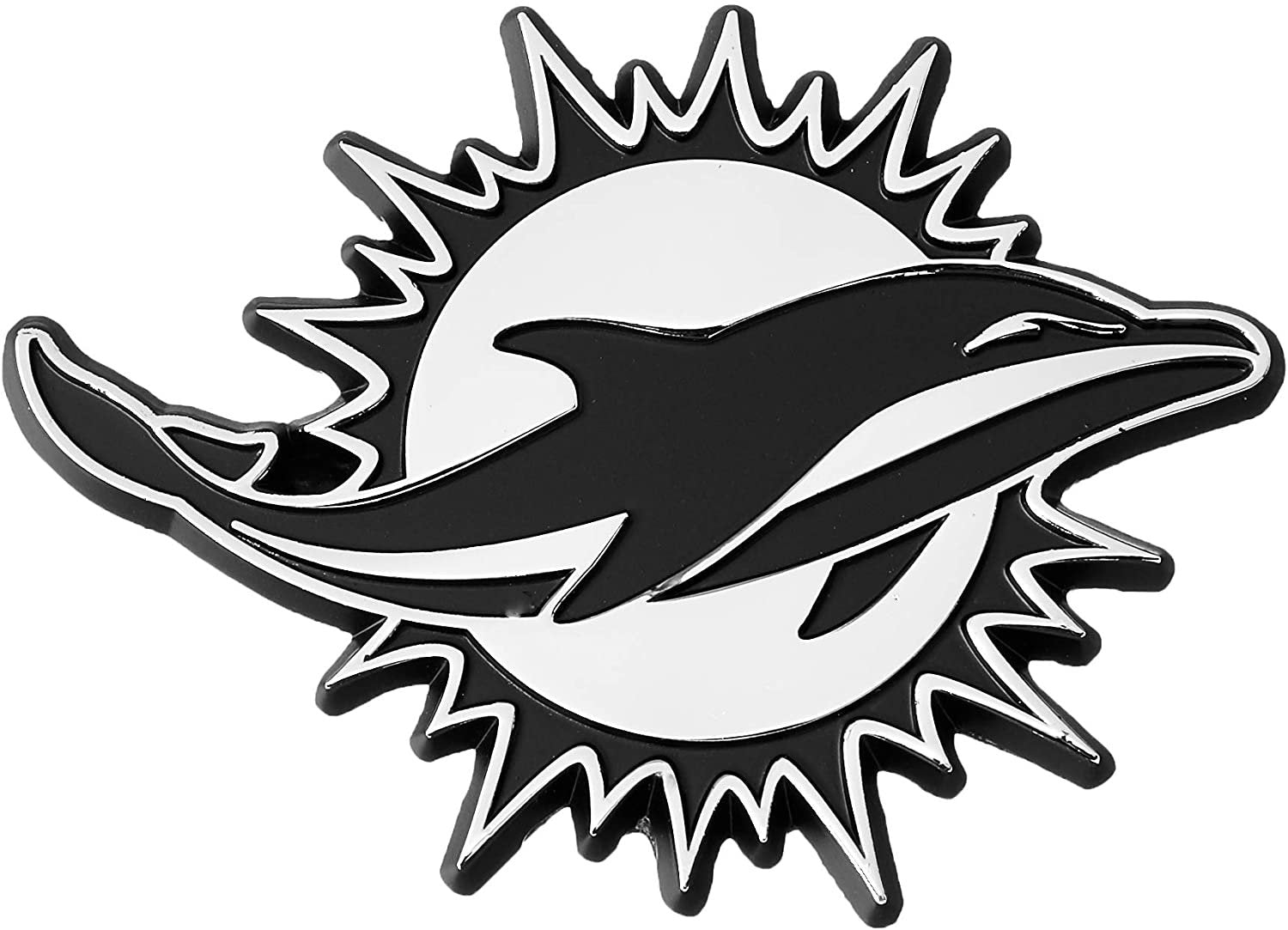 Miami Dolphins Solid Metal Raised Auto Emblem Decal Adhesive Backing