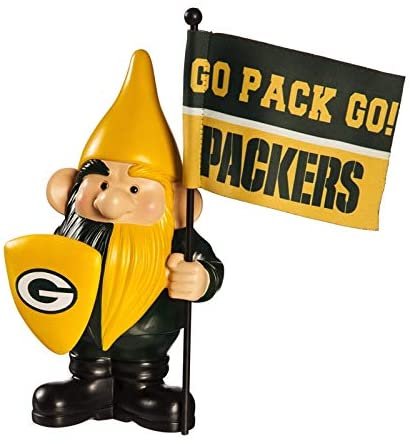 Green Bay Packers 10 Inch Outdoor Garden Gnome, Includes Team Flag