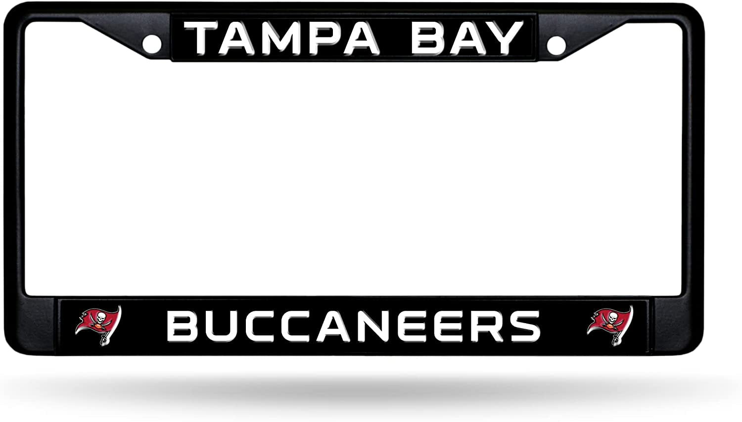 Tampa Bay Buccaneers Black Metal License Plate Frame Chrome Tag Cover 6x12 Inch