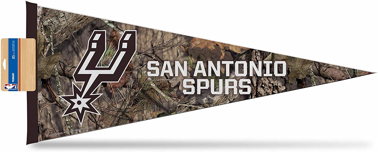 San Antonio Spurs Pennant Mossy Oak Camo Design Felt 12x30 Inch