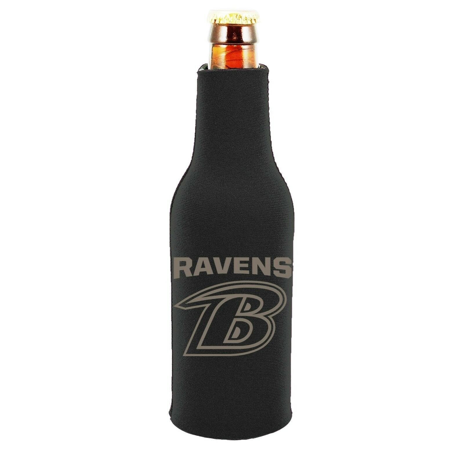Baltimore Ravens 2-PACK Zipper BOTTLE Tonal Black Koozie Neoprene Holder Coolie