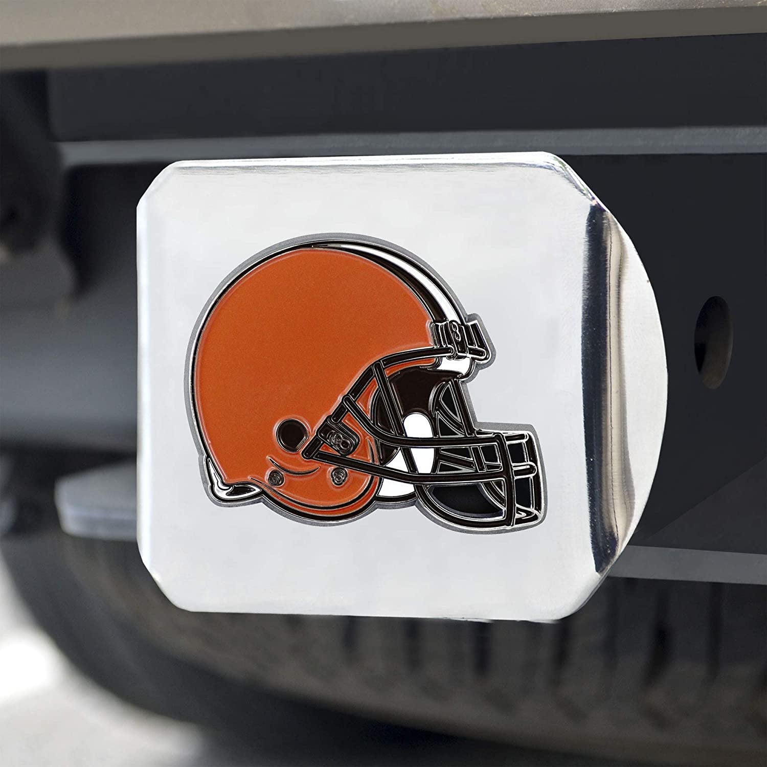 Cleveland Browns Hitch Cover Solid Metal with Raised Color Metal Emblem 2" Square Type IIIe