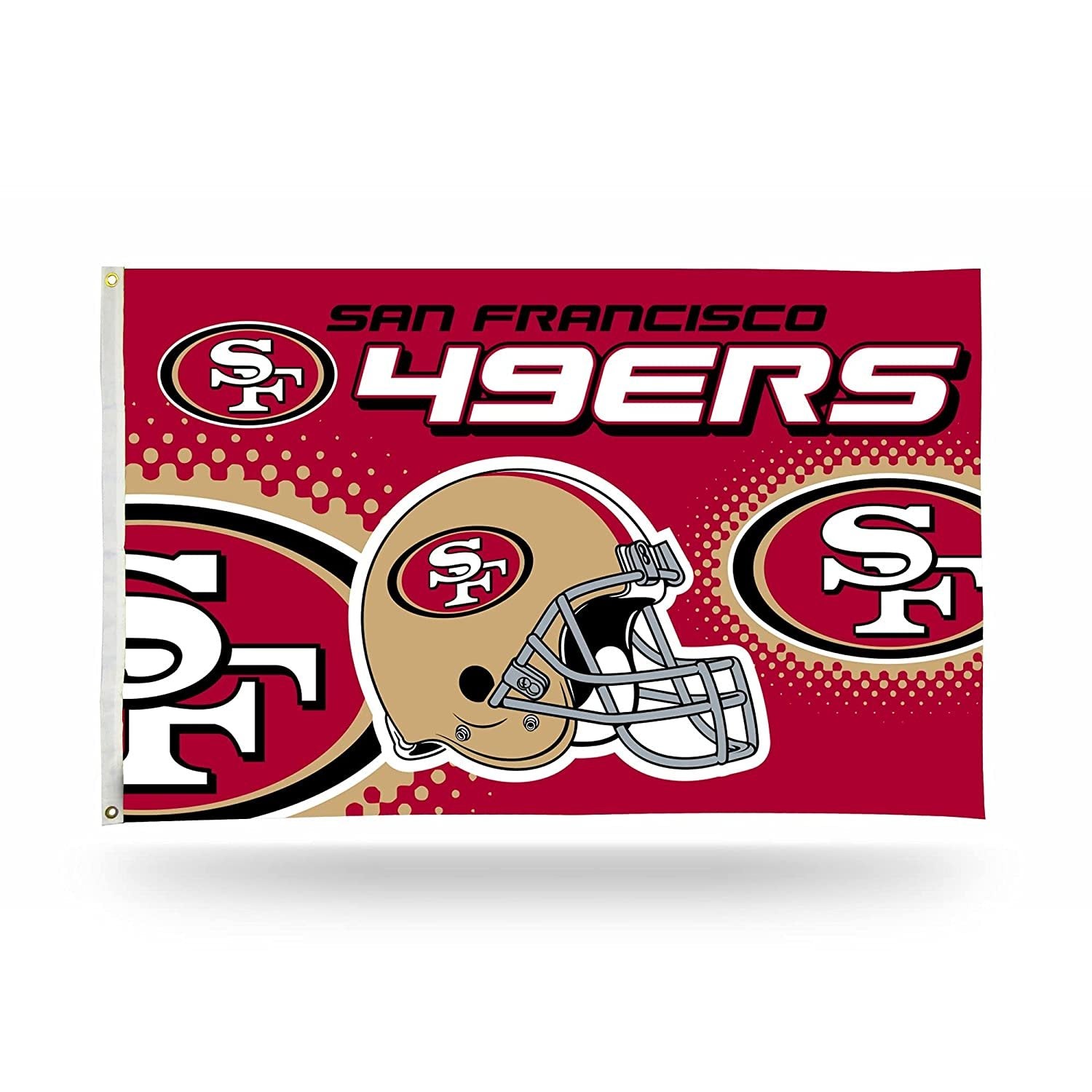 San Francisco 49ers Premium 3x5 Feet Flag Banner, Helmet Design, Metal Grommets, Outdoor Use, Single Sided