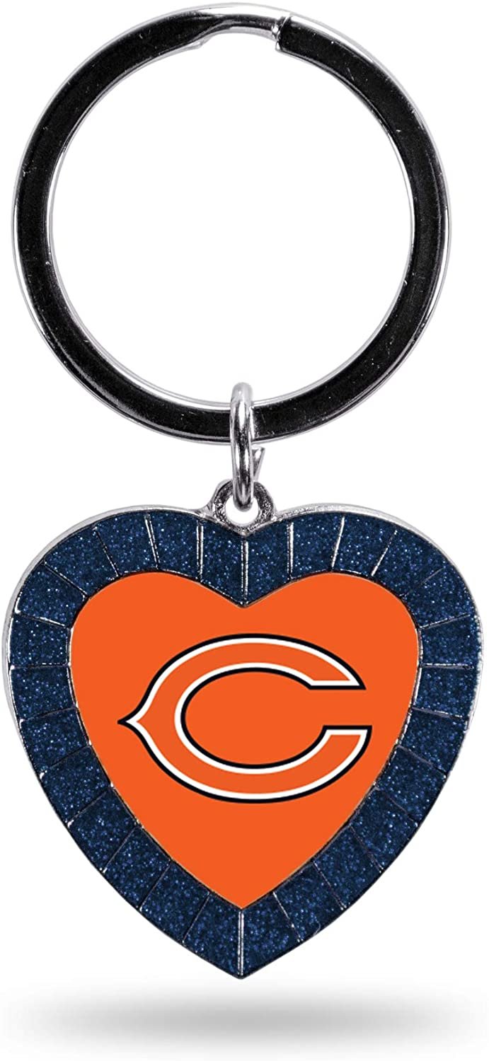 Chicago Bears Keychain Color Rhinestone Heart