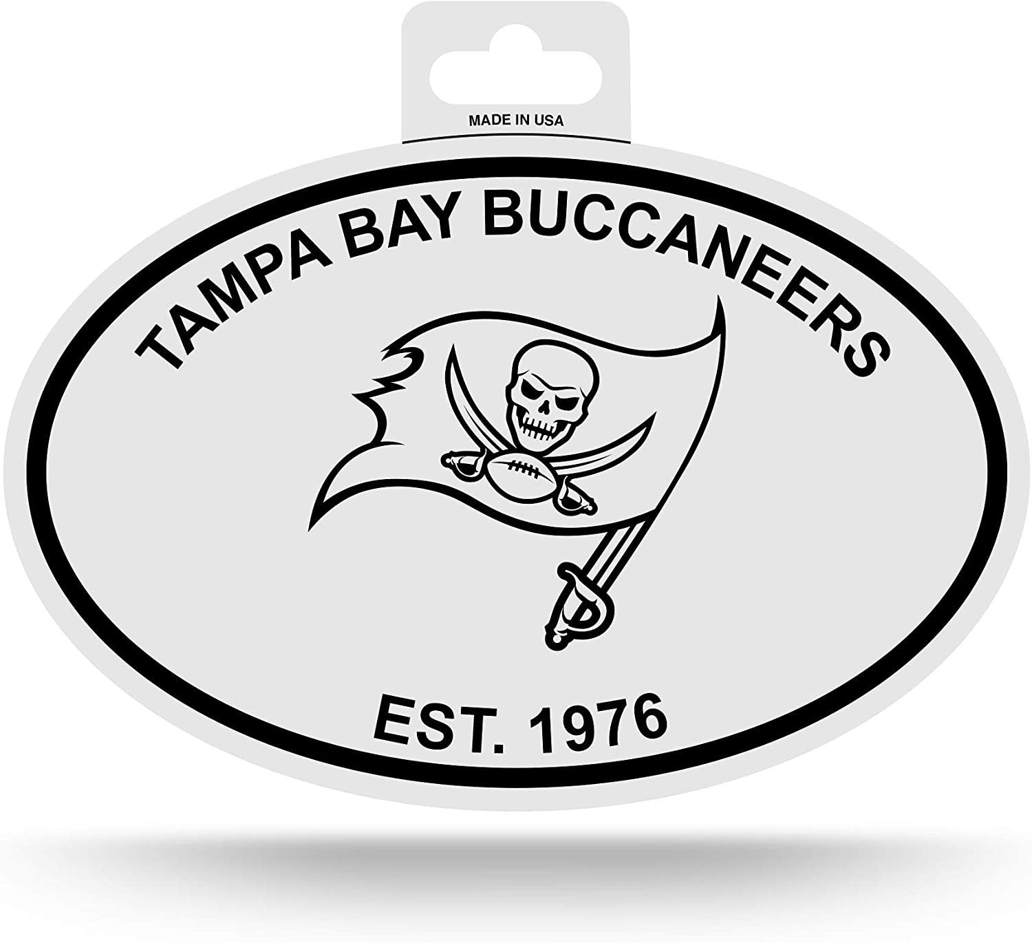 Tampa Bay Buccaneers Black and White Team Logo Oval Sticker Decal, 3.75x5.75 Inch, Full Adhesive Backing