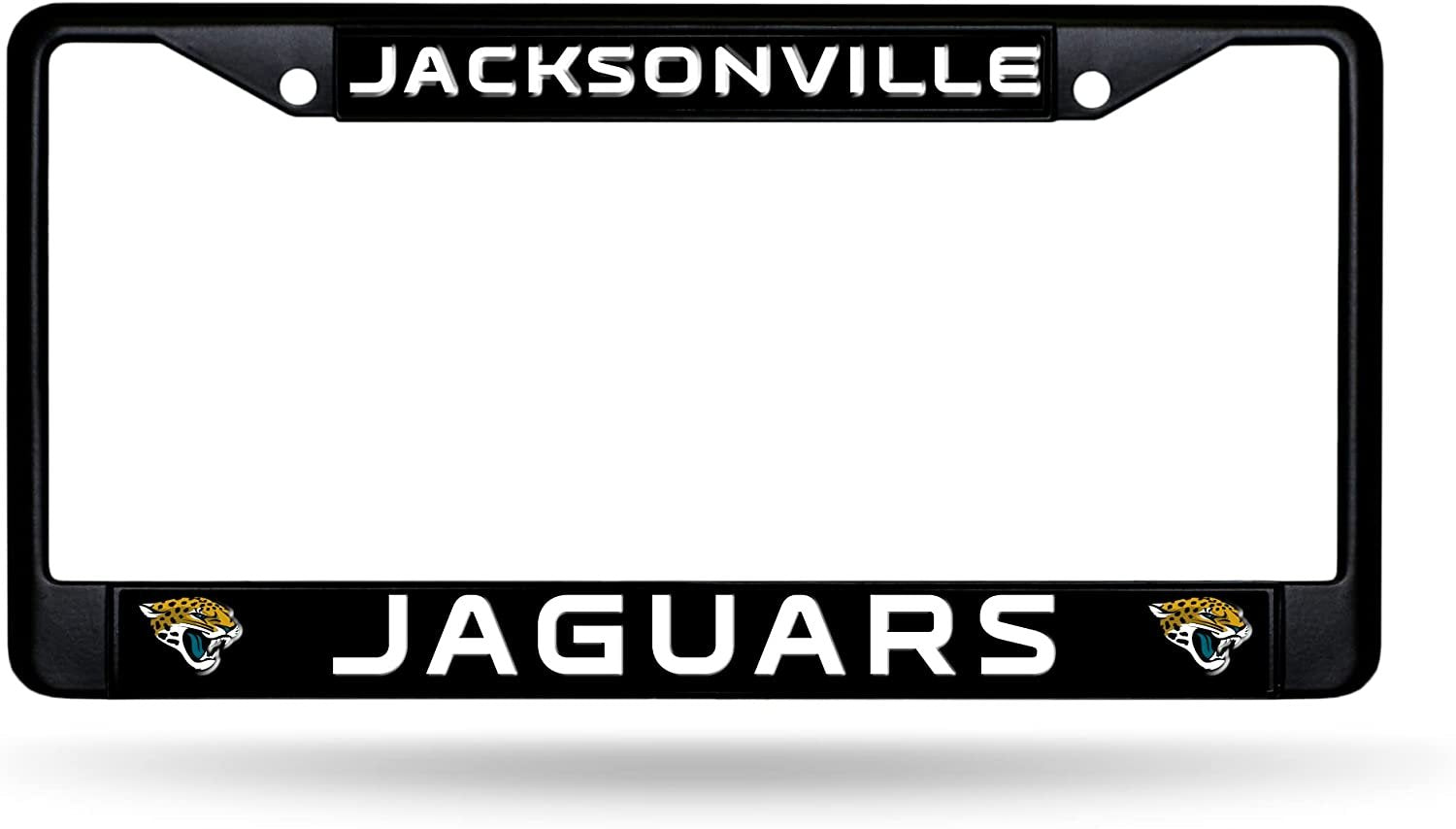 Jacksonville Jaguars Black Metal License Plate Frame Chrome Tag Cover 6x12 Inch