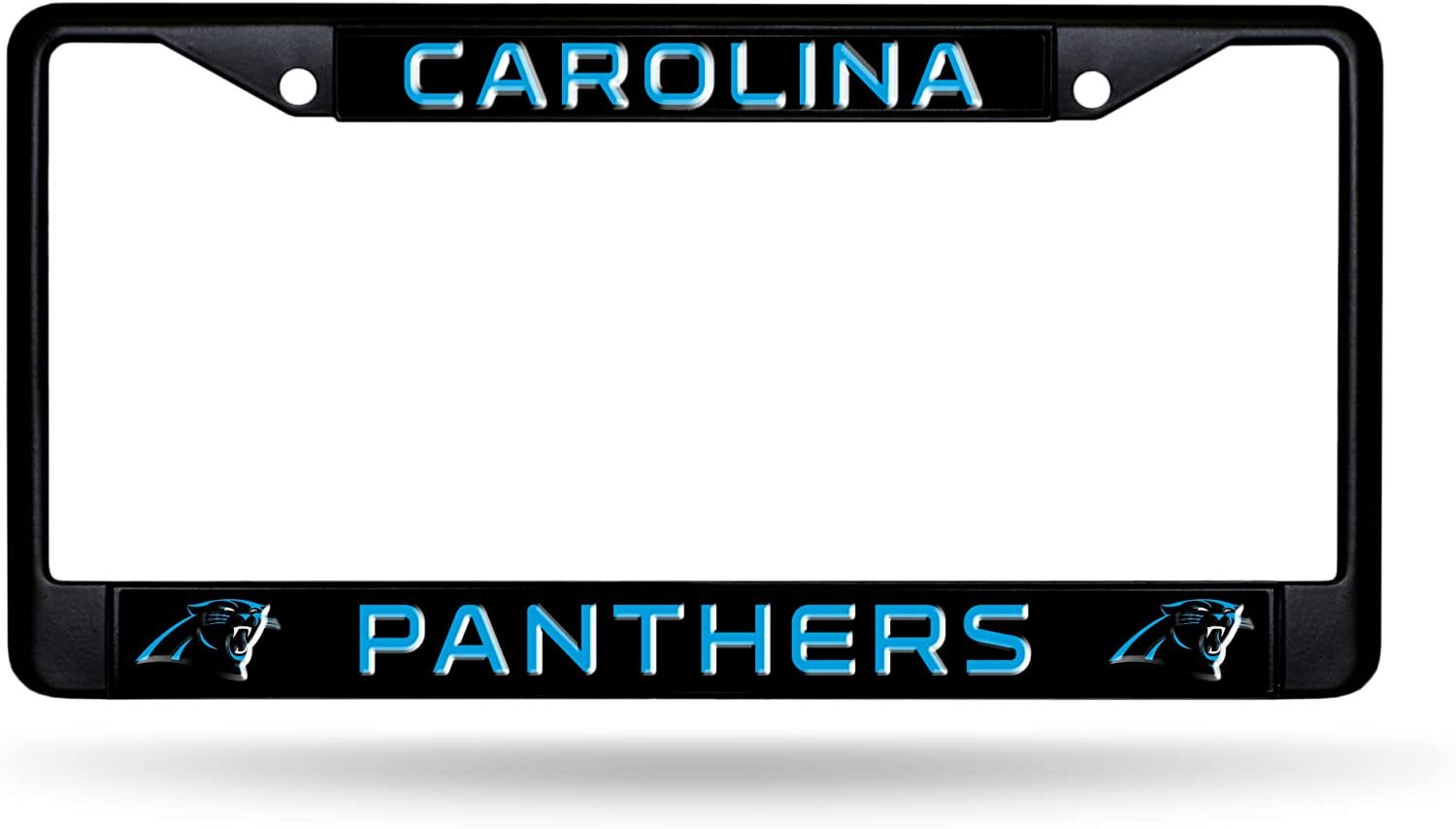 Carolina Panthers Black Metal License Plate Frame Chrome Tag Cover 6x12 Inch