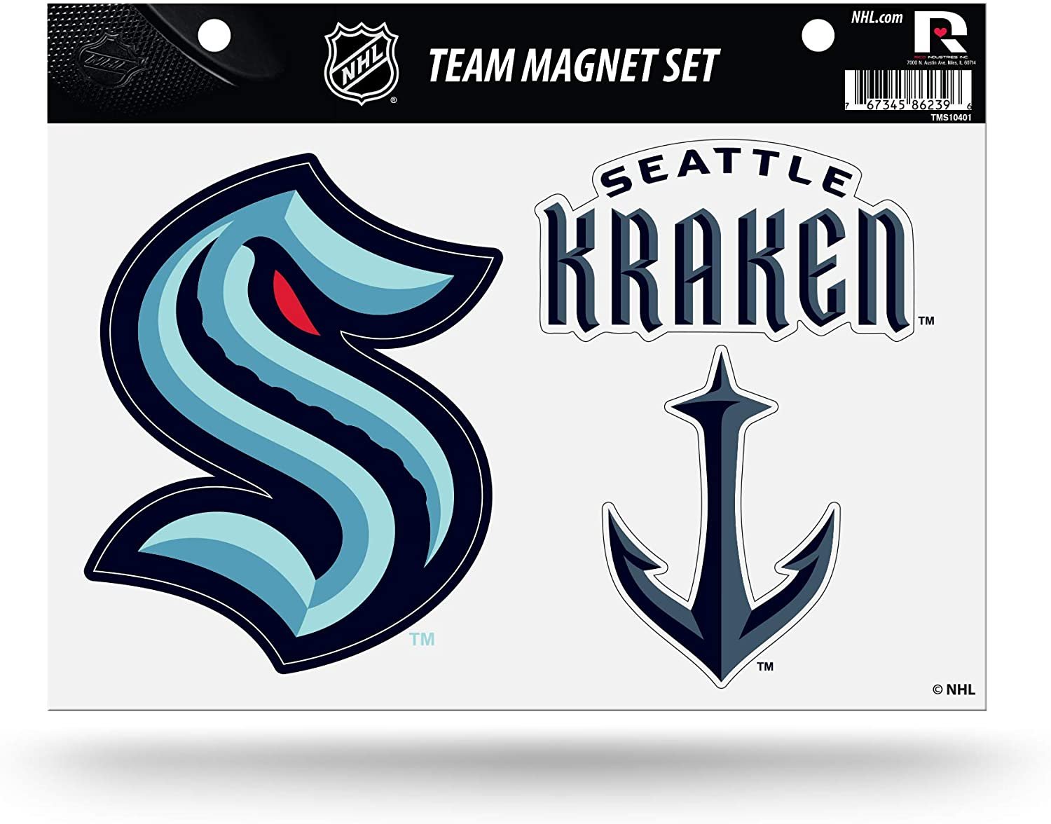 Seattle Kraken Team Multi Magnet Set, 8.5x11 Inch Sheet, Die Cut, Auto Home