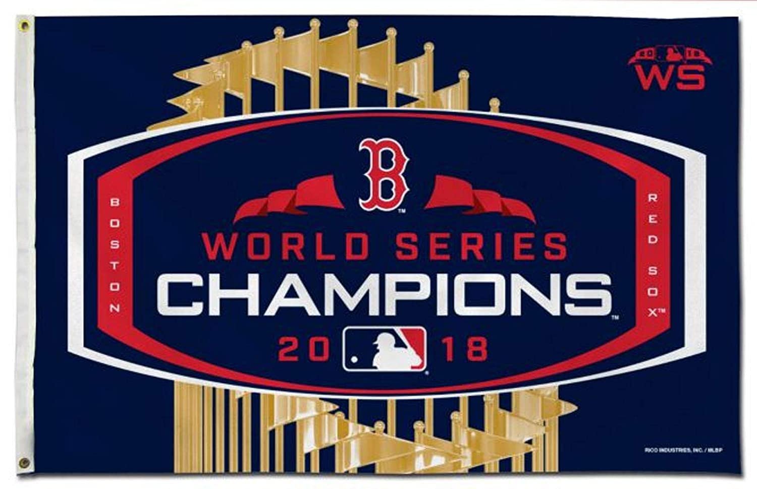 Boston Red Sox 2018 World Series Champions 2018 3x5 Feet Flag Banner, Metal Grommets, Outdoor Indoor Use, Single Sided