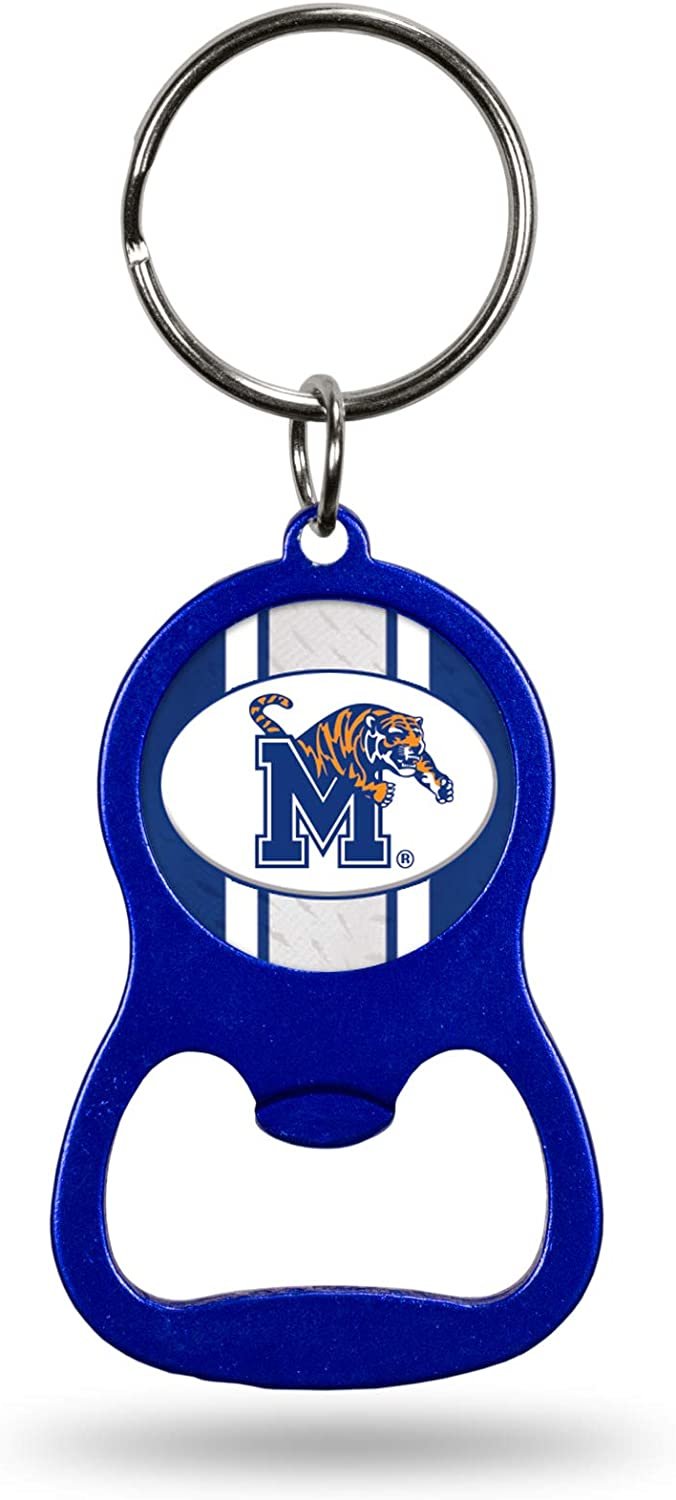 University of Memphis Tigers Premium Solid Metal Bottle Opener Keychain, Key Ring, Team Color