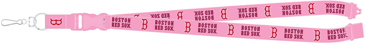 Boston Red Sox Pink Premium Lanyard Keychain Double Sided Breakaway Safety Design Adult 18 Inch