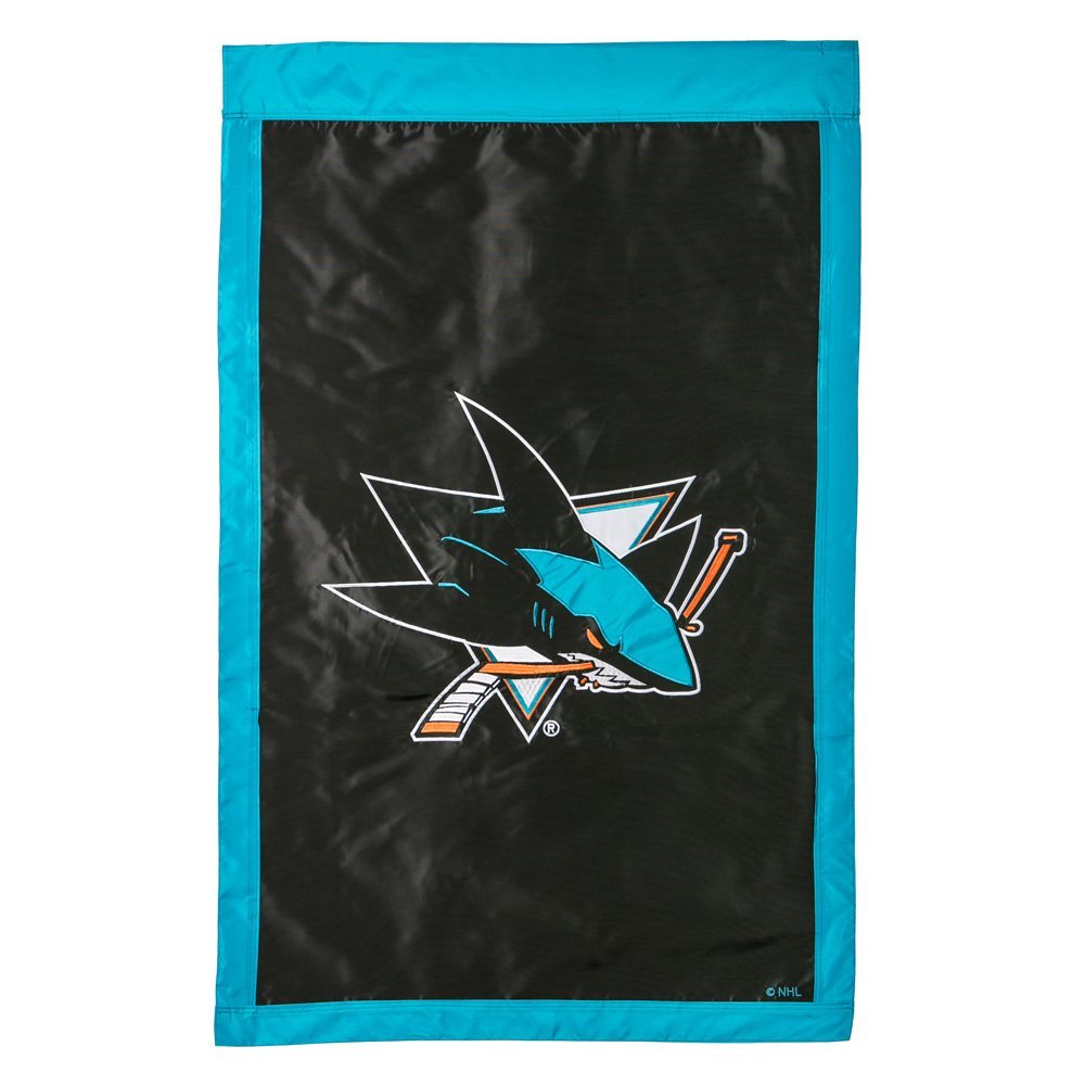 San Jose Sharks Premium Double Sided Banner House Flag, Embroidered Applique, 28x44 Inch