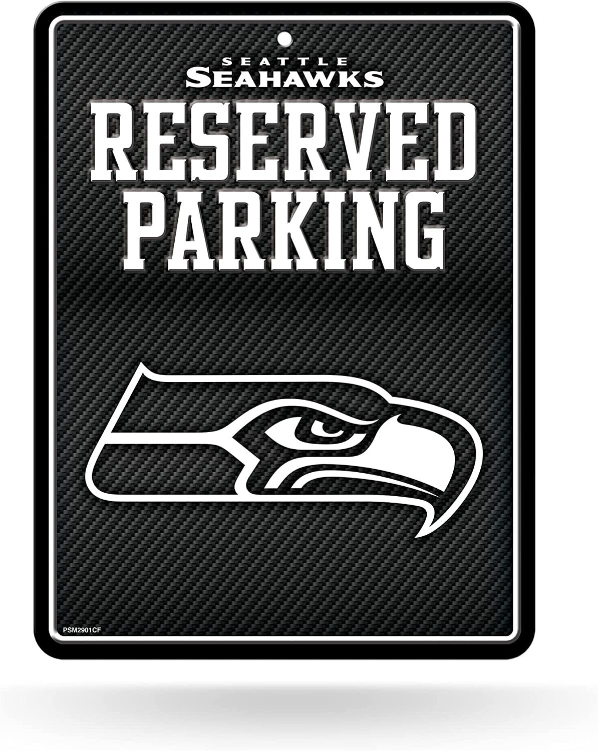 Seattle Seahawks Metal Parking Novelty Wall Sign 8.5 x 11 Inch Carbon Fiber Design
