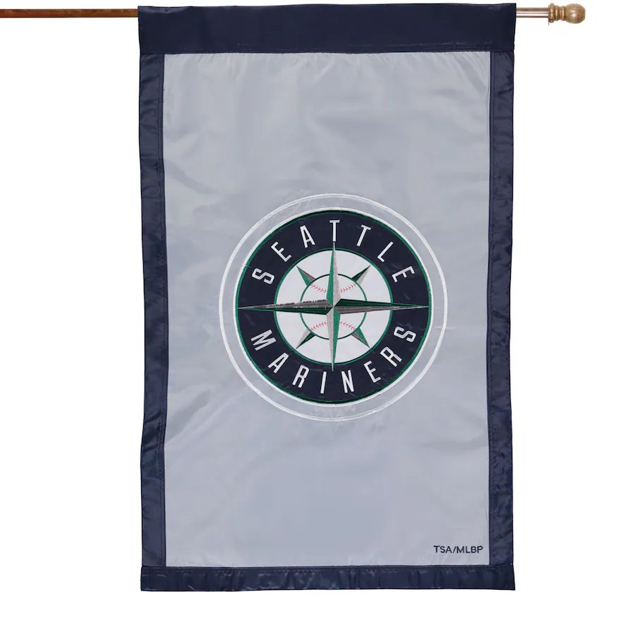 Seattle Mariners Premium Double Sided House Flag Banner, Applique Embroidered, 28x44 Inch