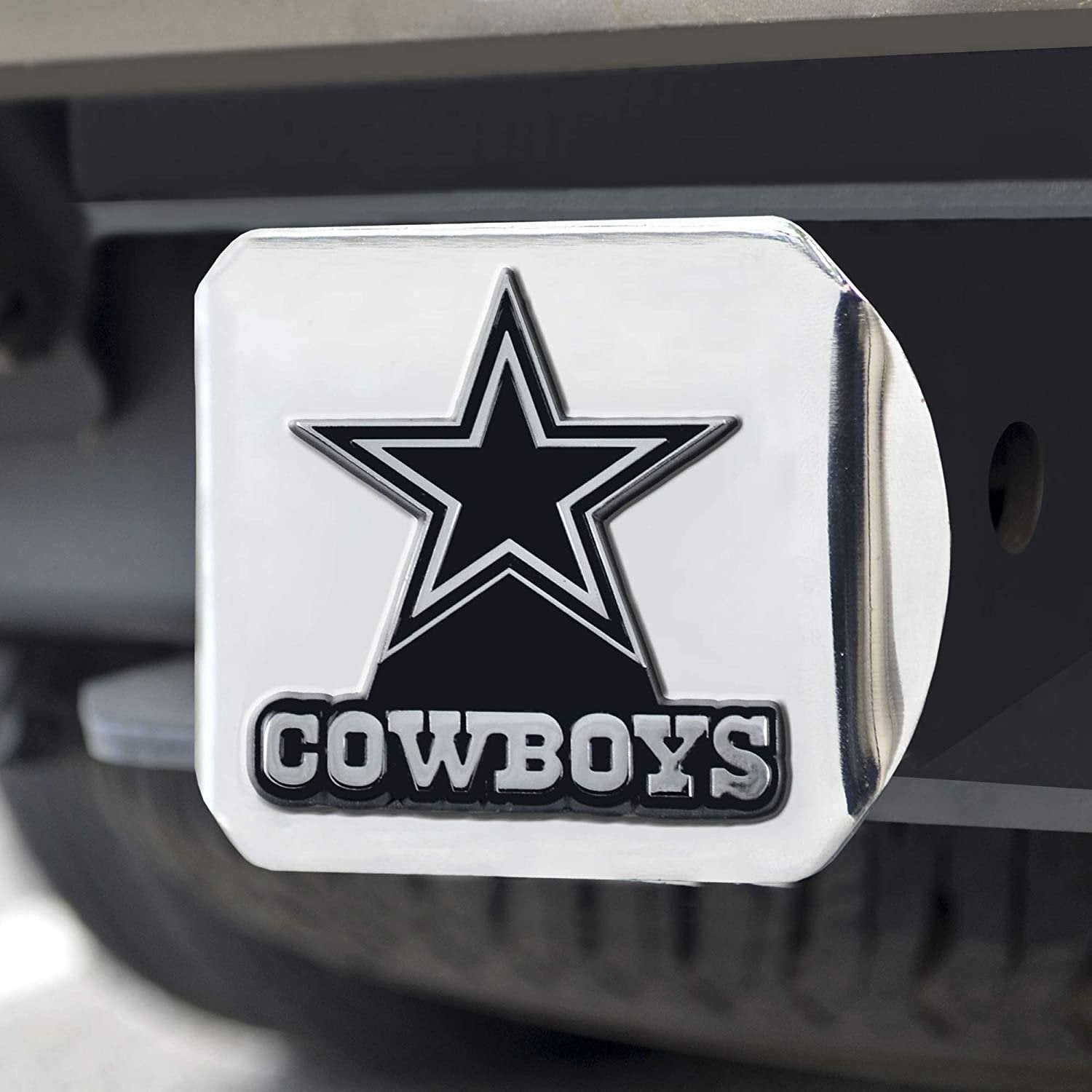 Dallas Cowboys Hitch Cover Solid Metal with Raised Chrome Metal Emblem 2" Square Type III