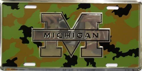 University of Michigan Wolverines Metal License Plate Tag Camoflage Camo Design 6x12 Inch