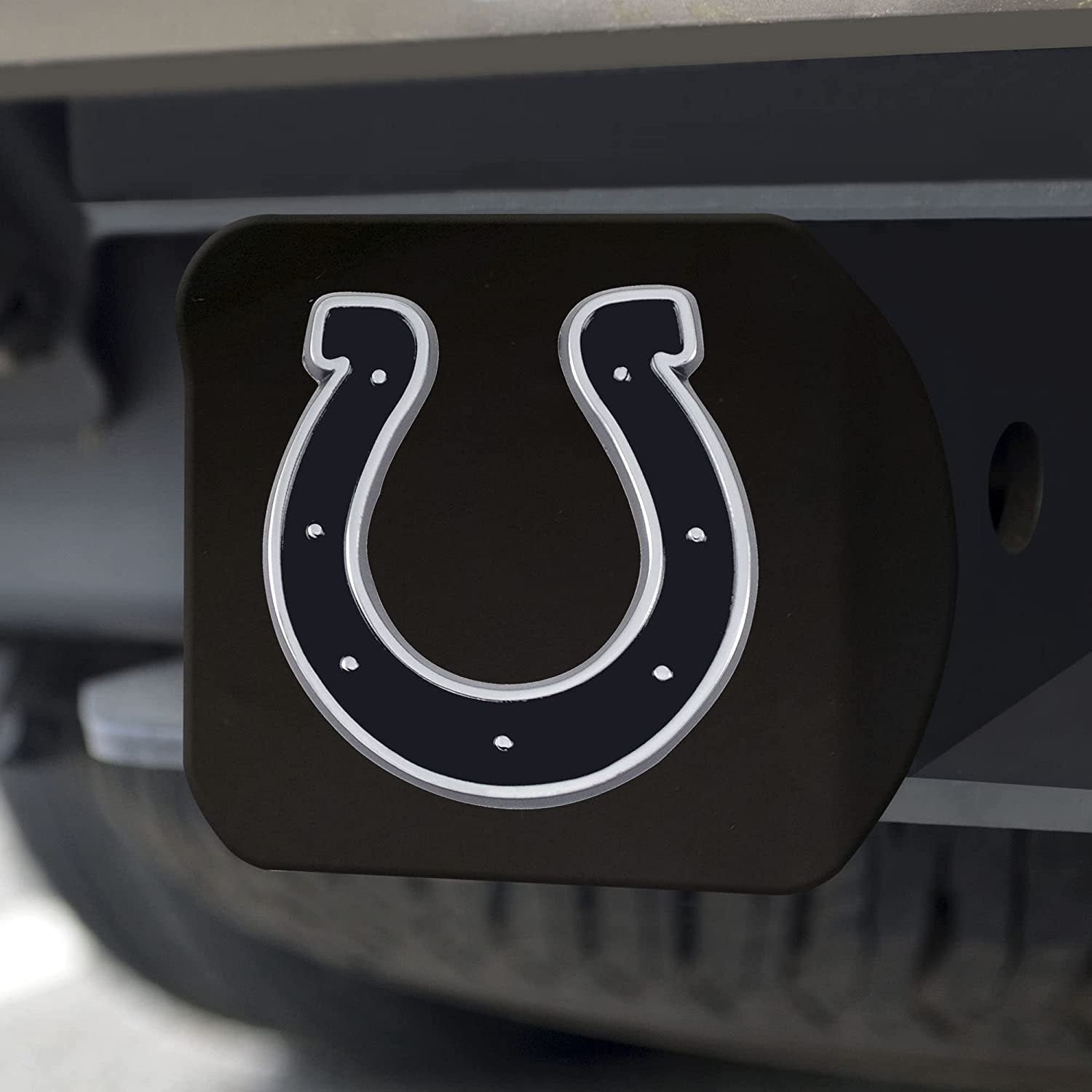 Indianapolis Colts Solid Metal Hitch Cover, Black, 2" Square Type III Hitch Cover