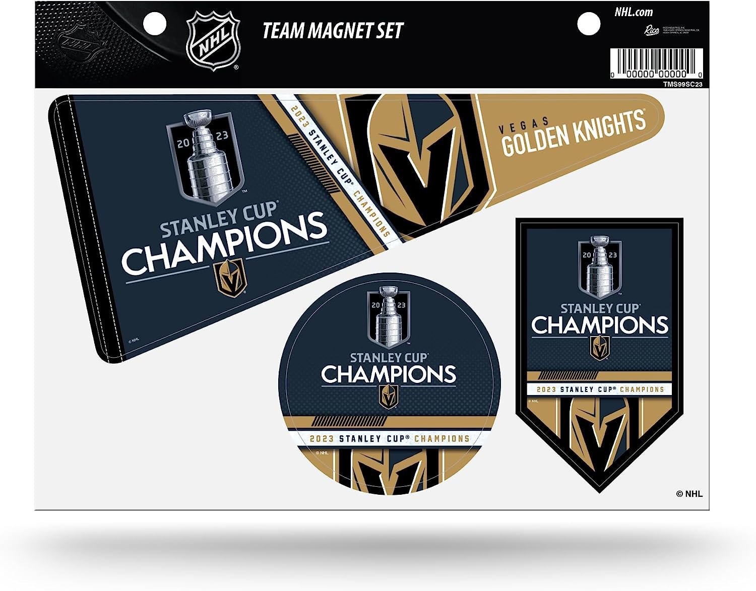 Vegas Golden Knights 2023 Stanley Cup Champions Team Magnet Set, Die Cut, 3-Piece, 8.5x11 Inch, Home Auto