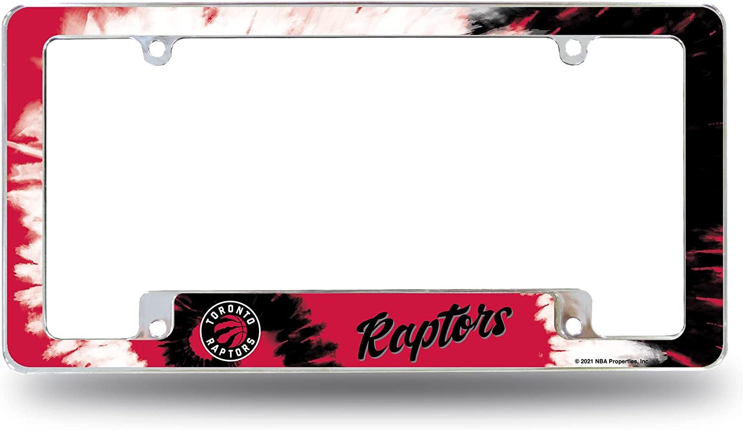 Toronto Raptors Metal License Plate Frame Chrome Tag Cover Tie Dye Design 6x12 Inch