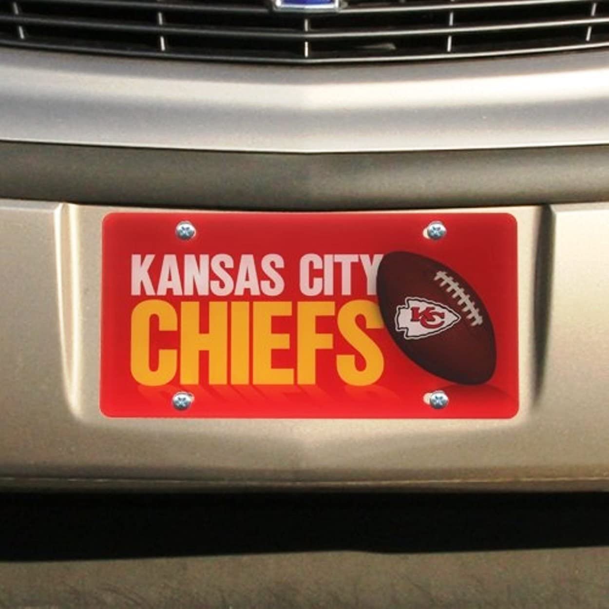 Kansas City Chiefs Laser Tag License Plate, Acrylic, Printed Design, 6x12 Inch