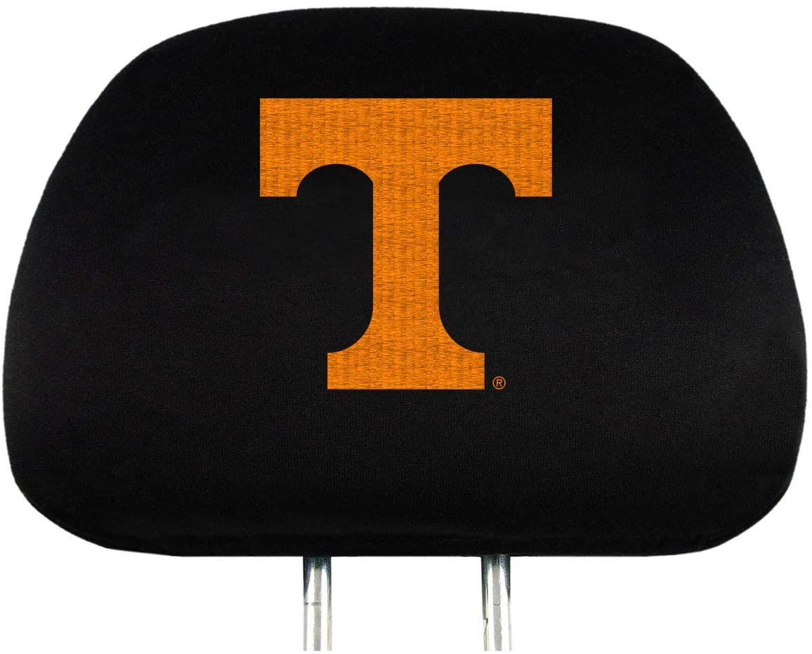 University of Tennessee Volunteers Pair of Premium Auto Head Rest Covers, Embroidered, Black Elastic, 14x10 Inch