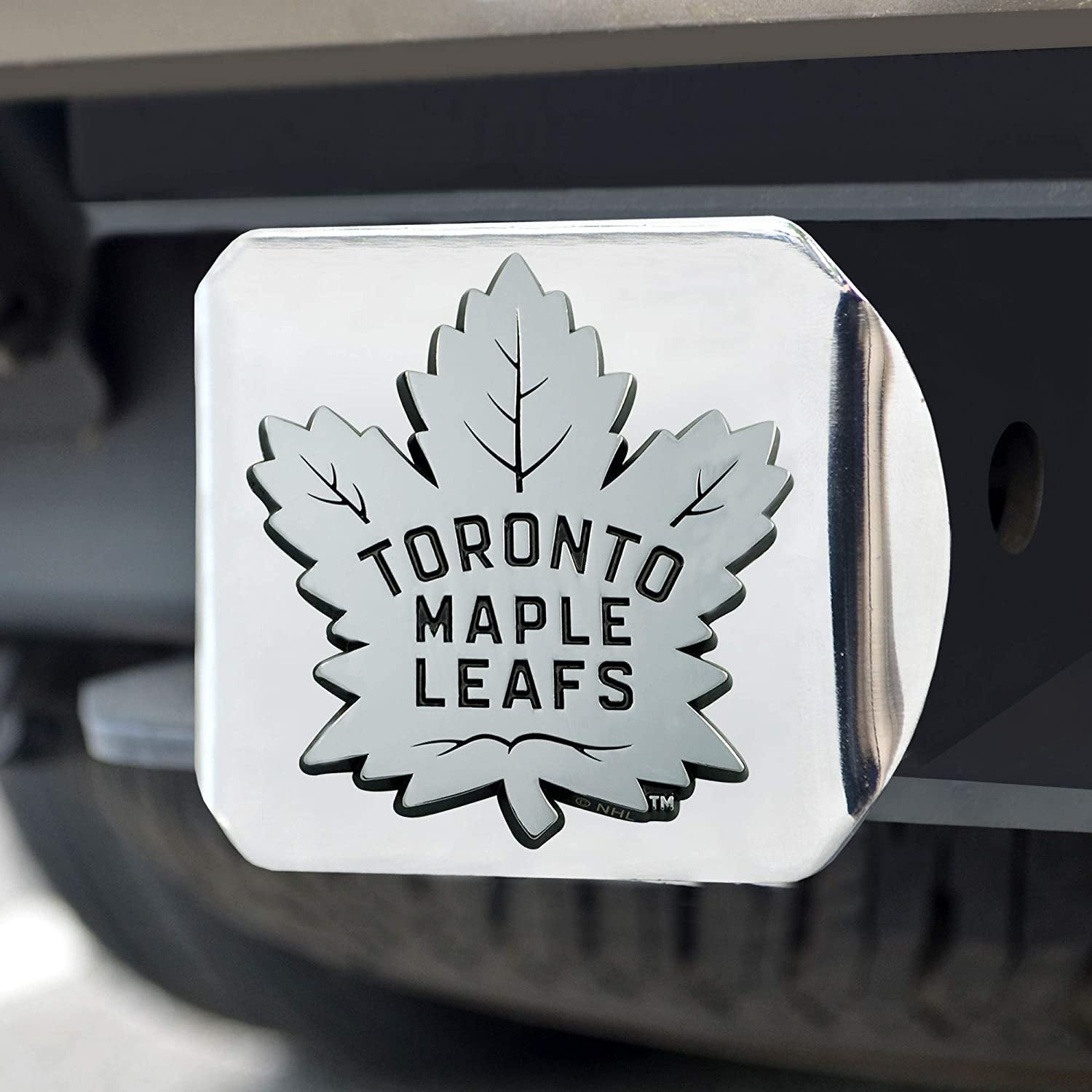 Toronto Maple Leafs Hitch Cover Solid Metal with Raised Chrome Metal Emblem 2" Square Type III