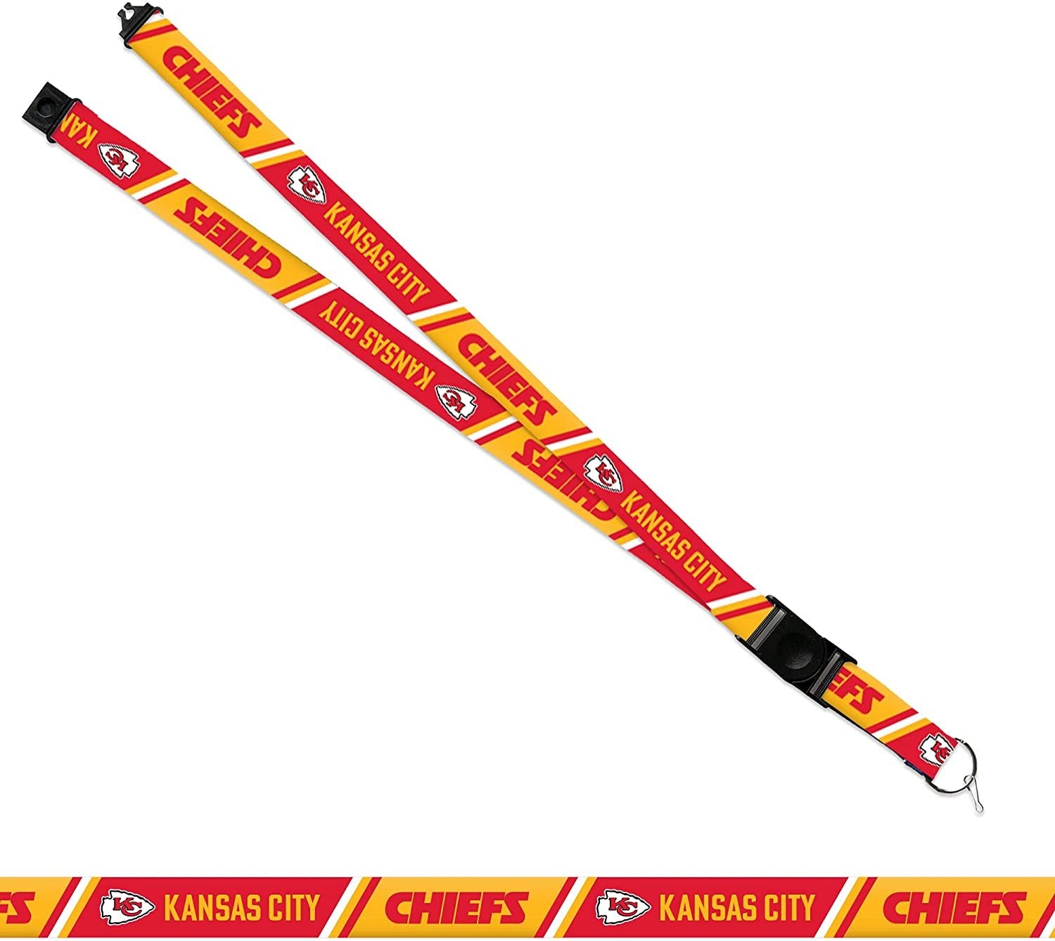 Kansas City Chiefs Lanyard Keychain Double Sided Breakaway Safety Design Adult 18 Inch
