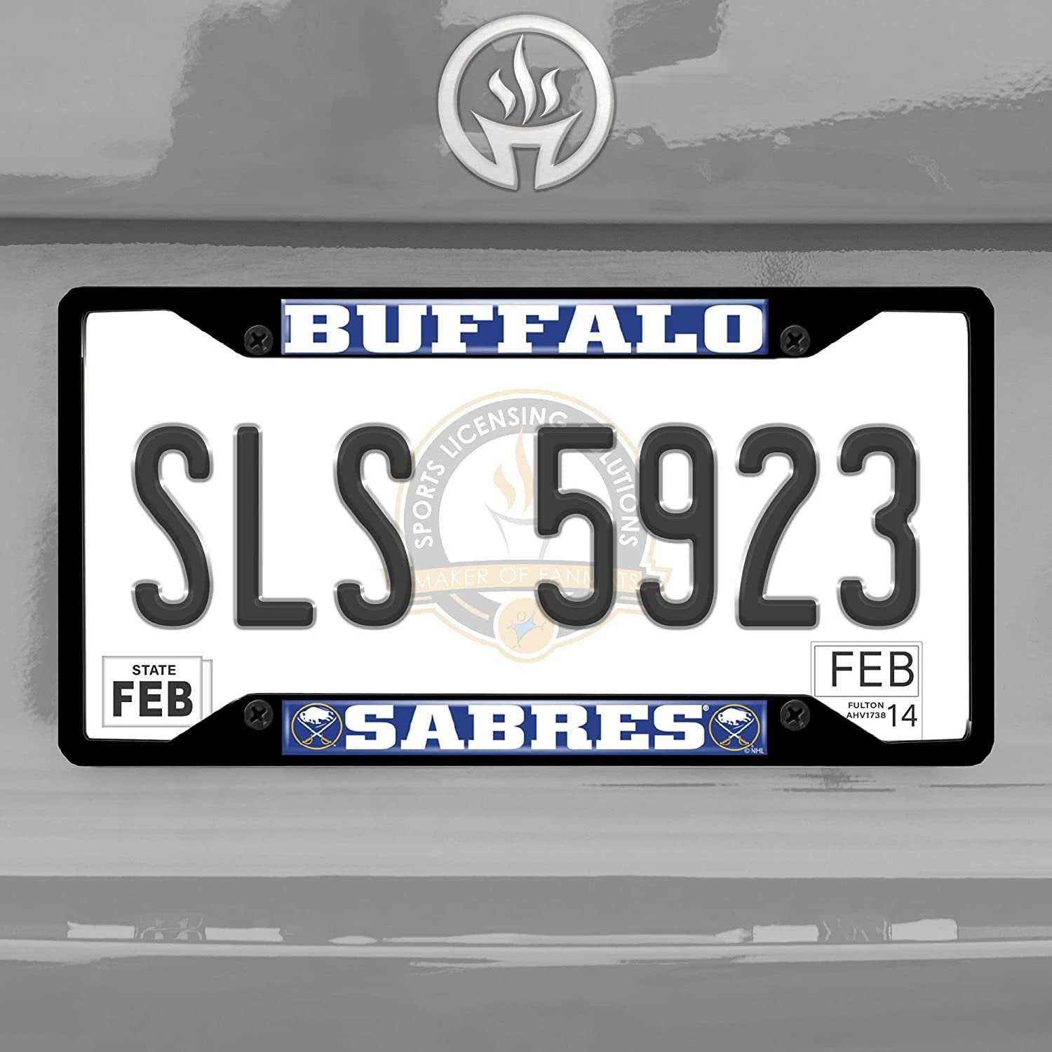 Buffalo Sabres Black Metal License Plate Frame Tag Cover, 6x12 Inch